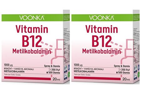 Voonka B12 Metilkobalamın Sprey & Damla 20 ml 2 Adet