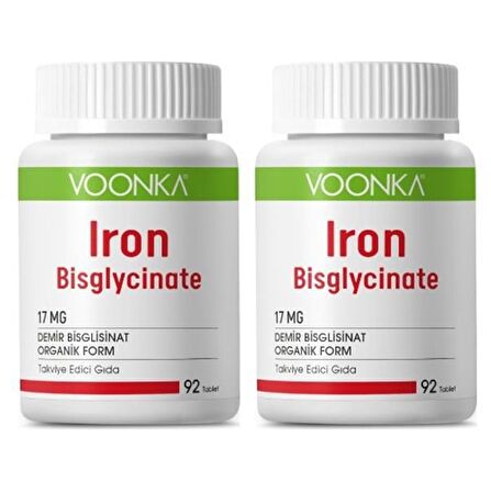 Voonka Iron Bisglycinate 92 Kapsül 2 Adet