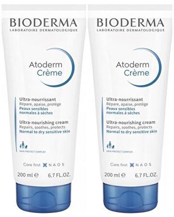 Bioderma Atoderm Besleyici - Nemlendirici Parfümsüz Kuru Cilt için  Vücut Kremi 2x200 ml 