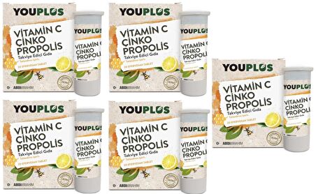 Youplus Vitamin C Çinko Propolis 20 Efervesan Tablet 5 Adet