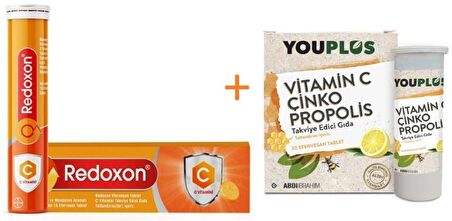 Redoxon Vitamin C 1000 mg Efervesan 15 Tablet+Youplus Vitamin C Çinko Propolis 20 Efervesan Tablet