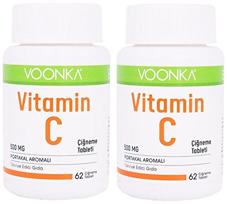 Voonka Vitamin-C Portakal Aromalı Takviye Edici Gıda 62 Tablet 2 Adet