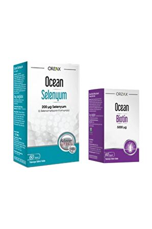 Ocean Selenyum 200 mcg 60 Tablet + Ocean Biotin 5000 mcg 60 Kapsül