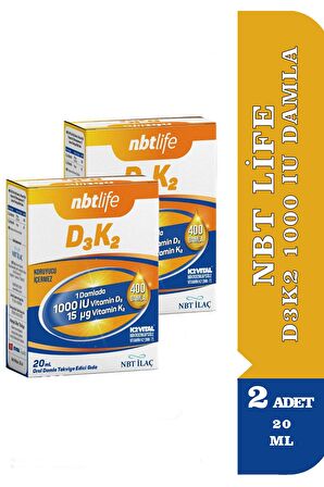 NBT Life D3K2 1000 IU Damla 20 ml 2 Adet