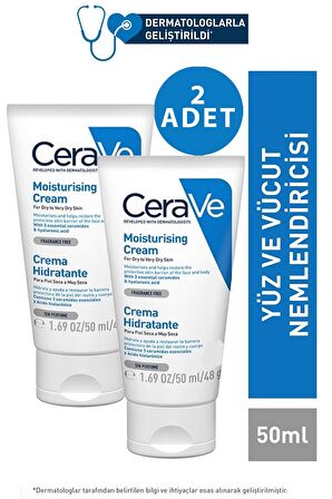 Cerave Nemlendirici Krem Kuru ve Çok Kuru Ciltler 50 ml 2 Adet