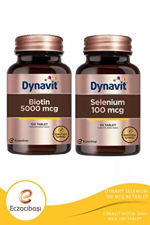 Dynavit Biotin 5000 mcg 100 Tablet + Dynavit Selenium 100 mcg 90 Tablet