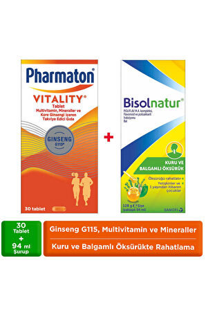 Pharmaton Vitality 30 Tablet + Bisolnatur Bitkisel Şurubu 128 gr