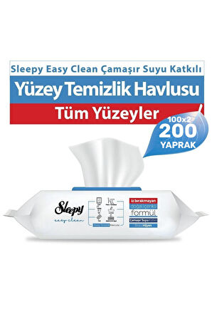 Sleepy Easy Clean Çamaşır Suyu Katkılı Yüzey Temizlik Havlusu 100 Yaprak 2 Adet