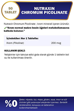 Nutraxin Chromium Picolinate 200 Mcg 90 Tablet 2 Adet