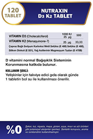 Nutraxin D3K2 120 Tablet 2 Adet