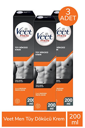 Veet Men Tüy Dökücü Krem 200 ml 3 Adet