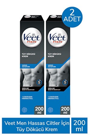 Veet Men Hassas Ciltler İçin Tüy Dökücü Krem 200 ml 2 Adet