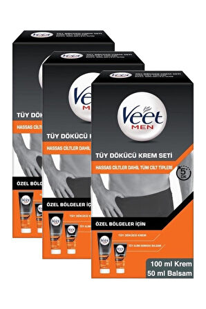 Veet Men Tüy Dökücü Krem Seti 100 ml + 50 ml 3 Adet