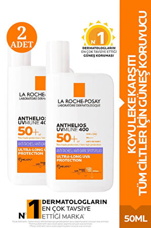 La Roche Posay Anthelios Uvmune 400 Anti-Dark Spots Fluid Spf50+ Melasyl İçeren Güneş Kremi 50 ml 2 Adet