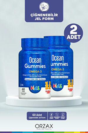 Ocean Gummies Omega 3 60 Adet Çiğnenebilir Jel Form 2 Adet