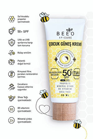 Bee'o Apicare Propolisli Çocuk Güneş Kremi SPF50 80 ml 2 Adet