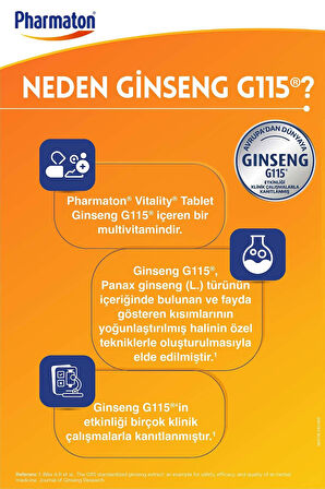 Pharmaton Vitality 30 Tablet Avantajlı 2'li Paket - 2.Si %70 İndirimli