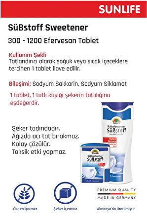 Sunlife Substoff Tatlandırıcı 1200 Tablet 3 Adet