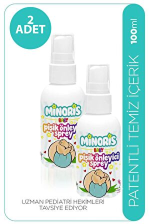 Minoris Baby Pişik Önleyici Sprey Organik Vegan Parfümsüz 100 ml X 2 ADET