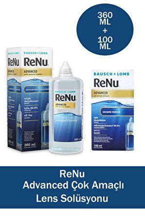 Renu Advanced Çok Amaçlı Lens Solüsyonu 360 ml + Renu Advanced Çok Amaçlı Lens Solüsyonu 100 ml