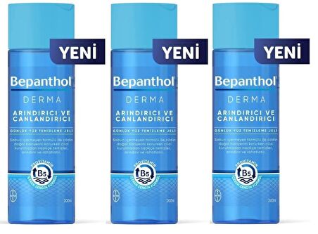 Bepanthol Derma Hassas Cilt için Arındırıcı B5 Vitaminli Yüz Temizleme Jeli 3x200 ml 