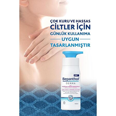 Bepanthol Nemlendirici B5 Provitaminli Kuru-Hassas Ciltler için  Vücut Losyonu 400 ml & Derma Temel Nemlendirici Vücut Losyonu 200 ml 