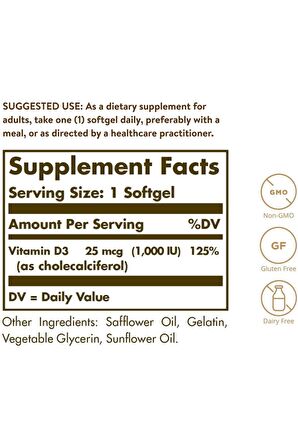 Vitamin D3 1000 Iu 100 Tablet