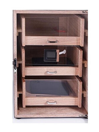 Parmida Humidor / Üç Katlı Puro Saklama Kutusu - Siyah 0119