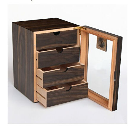 Parmida Humidor / Dört Katlı Puro Saklama Kutusu - Kahverengi 0157