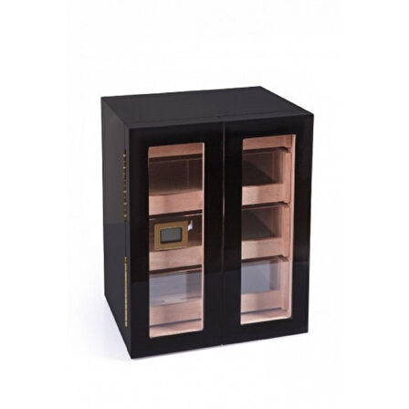 Parmida 4 Katlı Humidor/Puro Saklama Dolabı - Siyah