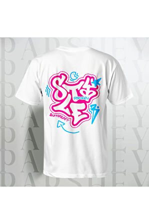 Style Desenli Unisex Yarım Kollu Bisiklet Yaka %100 Pamuk Oversize T-shirt