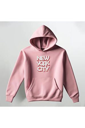 New York City NYC Kapüşonlu Sweatshirt Hoodie Kalın Kumaş 3 İplik Şardonlu