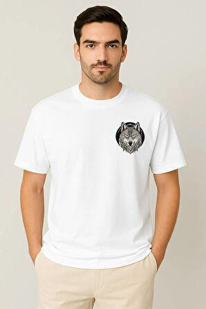 Kurt Desenli Unisex Yarım Kollu Bisiklet Yaka %100 Pamuk Oversize T-shirt