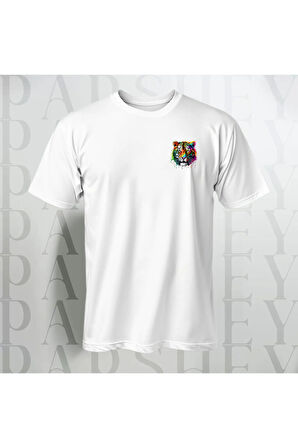 Kaplan Desenli Unisex Yarım Kollu Bisiklet Yaka %100 Pamuk Oversize T-shirt