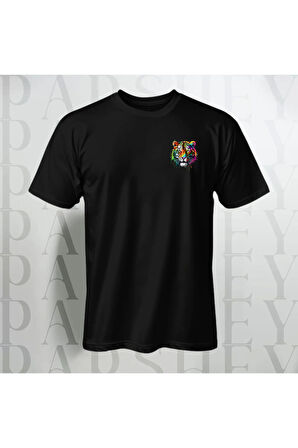 Kaplan Desenli Unisex Yarım Kollu Bisiklet Yaka %100 Pamuk Oversize T-shirt