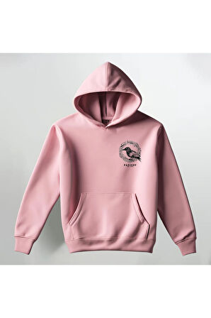 Kuş Desenli Kapüşonlu Sweatshirt Hoodie Kalın Kumaş 3 İplik Şardonlu