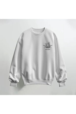 Goril Deseni Baskılı Bisiklet Yaka Sweatshirt Kalın Kumaş 3 İplik