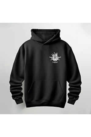 Goril Desenli Kapüşonlu Sweatshirt Hoodie Kalın Kumaş 3 İplik Şardonlu
