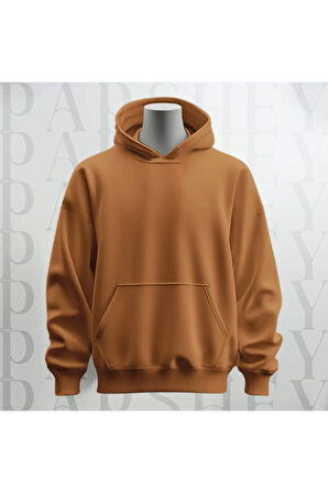 Baskısız Kapüşonlu Sweatshirt Hoodie Kalın Kumaş 3 İplik Şardonlu