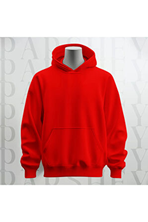 Baskısız Kapüşonlu Sweatshirt Hoodie Kalın Kumaş 3 İplik Şardonlu