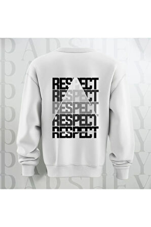 Respect Baskılı Kalın Kumaş 3 İplik Yazı Baskılı Unisex Bisiklet Yaka Sweatshirt