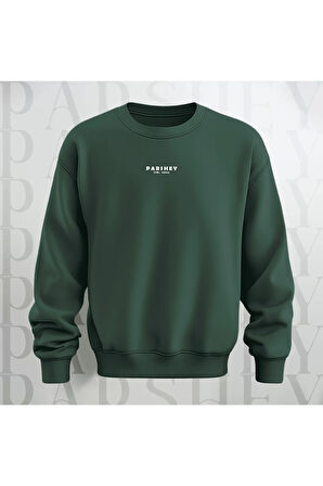 98 BKLYN Yazı Baskılı Unisex Bisiklet Yaka Sweatshirt Kalın Kumaş 3 İplik