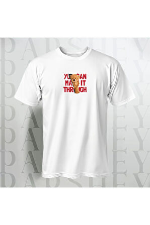 You Can May it Through Unisex Yarım Kollu Bisiklet Yaka %100 Pamuk Oversize T-shirt