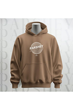 Dünya Deseni Baskılı Kapüşonlu Sweatshirt Hoodie Yünlü Kalın Kumaş 3 İplik Şardonlu