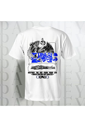 Destroy The Day Unisex Yarım Kollu Bisiklet Yaka %100 Pamuk Oversize T-shirt