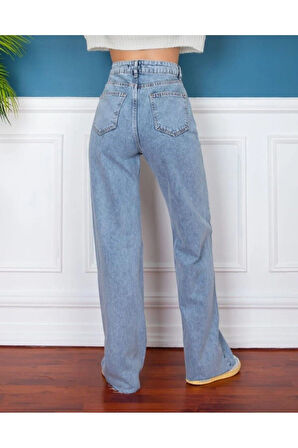 2020 Kadın Likrasız Palazzo Jeans Kot Denim Pantolon