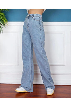 2020 Kadın Likrasız Palazzo Jeans Kot Denim Pantolon