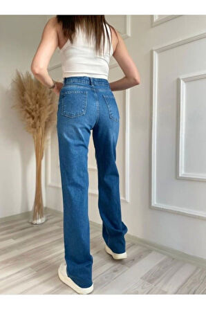 2020 Kadın Likrasız Palazzo Jeans Kot Denim Pantolon