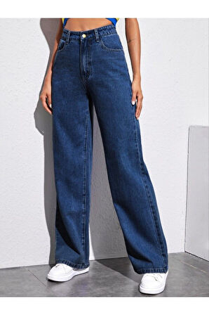 2020 Kadın Likrasız Palazzo Jeans Kot Denim Pantolon