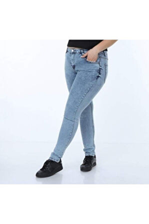 2039 Kadın Likralı Slim Fit Büyük Beden Jeans Kot Denim Pantolon